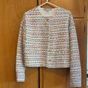 NWOT Hill House Ivory Multicolor Tweed Cropped Button Jacket size M